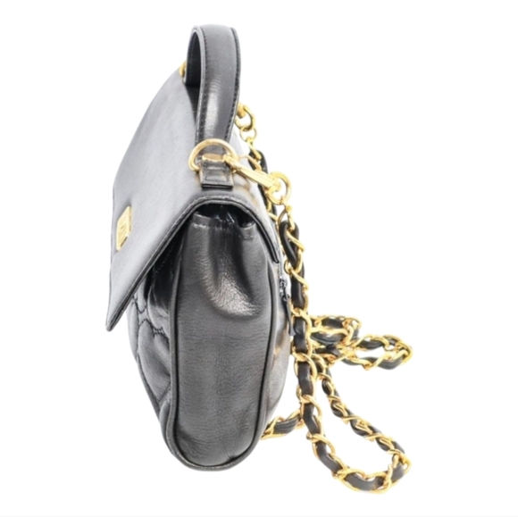 Vintage MOSCHINO Black Leather Heart Stitched Shoulder Satchel Handbag - Picture 7 of 9